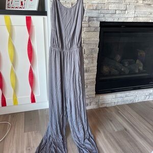 Kori Gray Full Length Jumpsuit with Wide Legs and Elastic Waist